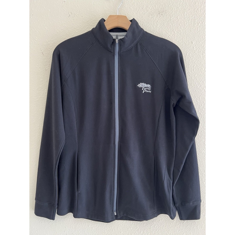 johnnie-O Torrey Pines Golf Course Black Zip Jacket Women's S Athleisure